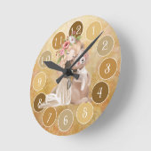 Beautiful Girl and Bear Lovely Illustration Runde Wanduhr (Winkel)