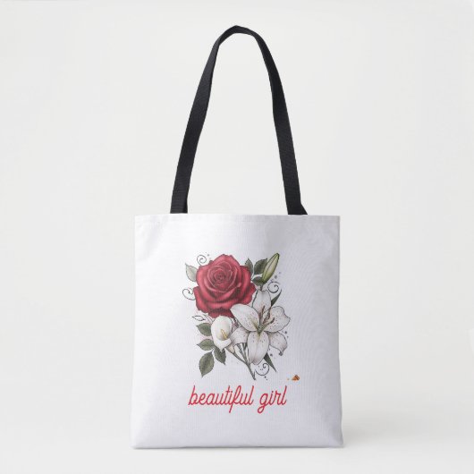 Beautiful Girl Rose Tote Bag Tasche (Vorderseite)