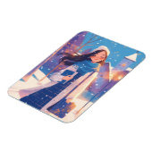 Beautiful Girl Walking on Winter Street Magnet (Linke Seite)