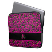 Beautiful Girly Hot Pink Roses Name Monogram Laptopschutzhülle (Vorderseite Links)