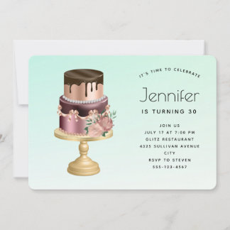 Beautiful Glam Party Cake Geburtstag Einladung