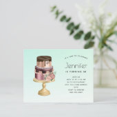 Beautiful Glam Party Cake Geburtstag Einladungspostkarte (Stehend Vorderseite)