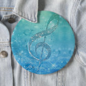 Beautiful Glittery Blue Musiknote Treble Clef Button (Beispiel)