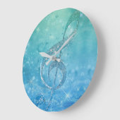 Beautiful Glittery Blue Musiknote Treble Clef Große Wanduhr (Winkel)
