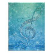 Beautiful Glittery Blue Musiknote Treble Clef Poster (Vorderseite)