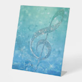 Beautiful Glittery Blue Musiknote Treble Clef Sockelschild (Vorderseite)