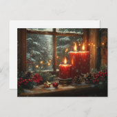 Beautiful Glowing Red Candles Pine Cones Berries Postkarte (Vorne/Hinten)