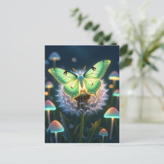 Beautiful Glows Luna Moth Postkarte (Stehend Vorderseite)
