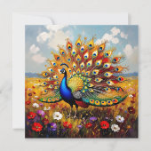 Beautiful Gold and Blue Peacock Blank Karte (Vorderseite)