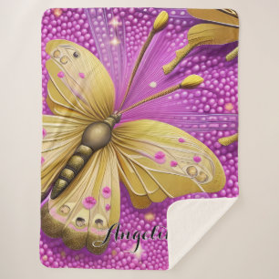 Beautiful Gold Butterfly Wasserfarbe Personalisier Sherpadecke