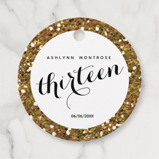 Beautiful Gold Glitzer Dreizehn Geburtstag Geschenkanhänger (Vorderseite)