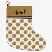 Beautiful Gold Imitats Glitzer Snowflake Individue Großer Weihnachtsstrumpf (Vorderseite)