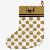 Beautiful Gold Imitats Glitzer Snowflake Individue Großer Weihnachtsstrumpf (Rückseite)