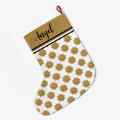 Beautiful Gold Imitats Glitzer Snowflake Individue Großer Weihnachtsstrumpf (Rückseite (Hängend))