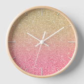 Beautiful Gold Pink Glitzer Ombre Uhr (Vorderseite)