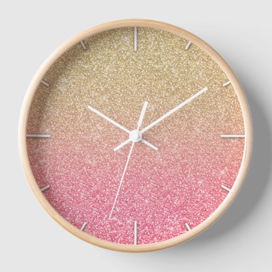 Beautiful Gold Pink Glitzer Ombre Uhr (Vorderseite)