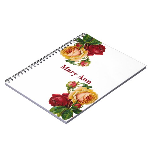 Beautiful Gold & Rote Rosen White Notizblock (Linke Seite)