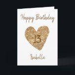 Beautiful Gold Watercolor Heart 13th Birthday Karte<br><div class="desc">Beautiful Gold Watercolor Heart 13th Birthday, Birthday Design Made for any granddaughter. If you're looking for some pretty granddaughter birthday cards, teenager birthday cards or thirteenth birthday cards, this one is for you. Das Design Feature hat Gold Heart, Something Attraactive and Beautiful, so, Don't hesitate to personalize in order to...</div>