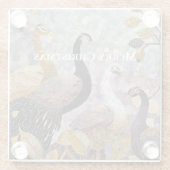 Beautiful Gold White Peacocks Christmas Glasuntersetzer (Rückseite)