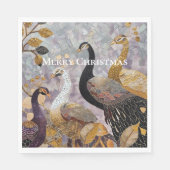 Beautiful Gold White Peacocks Christmas Serviette (Vorderseite)