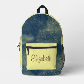 Beautiful Golden Blue Glitzer Custom Initial Bedruckter Rucksack (Vorderseite)