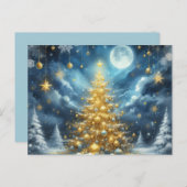 Beautiful golden Christmas tree blue Postkarte (Vorne/Hinten)