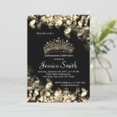 Beautiful Golden Diamond Quinceañera Einladung (Stehend Vorderseite)