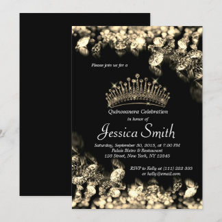 Beautiful Golden Diamond Quinceañera Einladung
