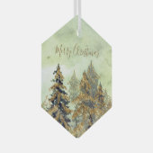 Beautiful Golden Green Christmas Trees Ornament Aus Glas (Vorderseite Rechts)