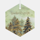 Beautiful Golden Green Christmas Trees Ornament Aus Glas (Rückseite)
