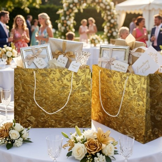 Beautiful Golden pattern Large Gift Bag Große Geschenktüte