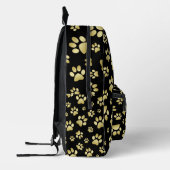 Beautiful Golden Paws Prints on Black Background  Bedruckter Rucksack (Links)
