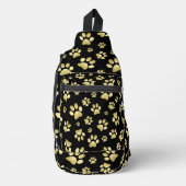Beautiful Golden Paws Prints on Black Background Crossbody Bag (Vorderseite)