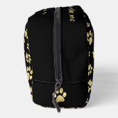 Beautiful Golden Paws Prints on Black Background  Waschbeutel (Rechts)