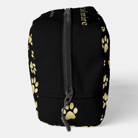 Beautiful Golden Paws Prints on Black Background  Waschbeutel (Rechts)