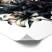 Beautiful Goth Girl Black Lilly Blume Art Poster (Ecke)