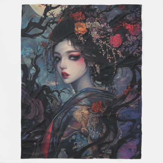 Beautiful Gothic Geisha Fleecedecke (Vorderseite)