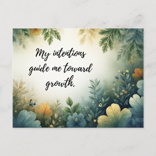 Beautiful Green Botanical Self-Growth Affirmation Postkarte (Vorderseite)
