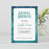 Beautiful Green Damask White Brautparty Einladung (Stehend Vorderseite)