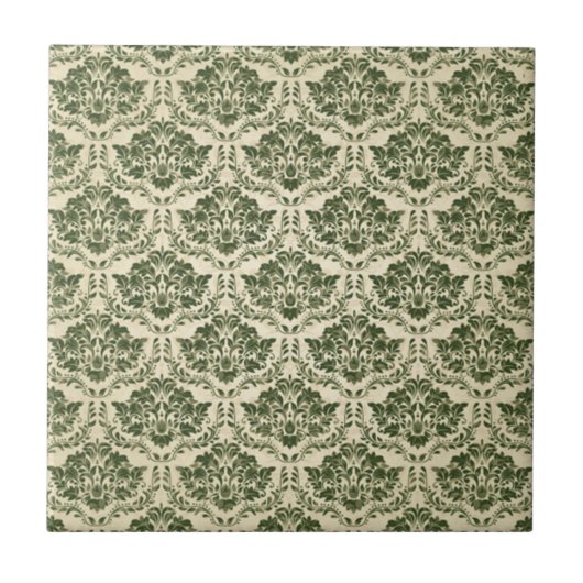 Beautiful Green Floral Pattern - Vintag Fliese (Vorderseite)