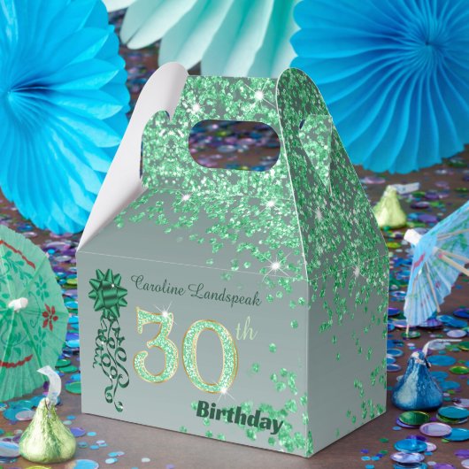 Beautiful Green Glitter Ribbon 30th Birthday Geschenkschachtel (Party)