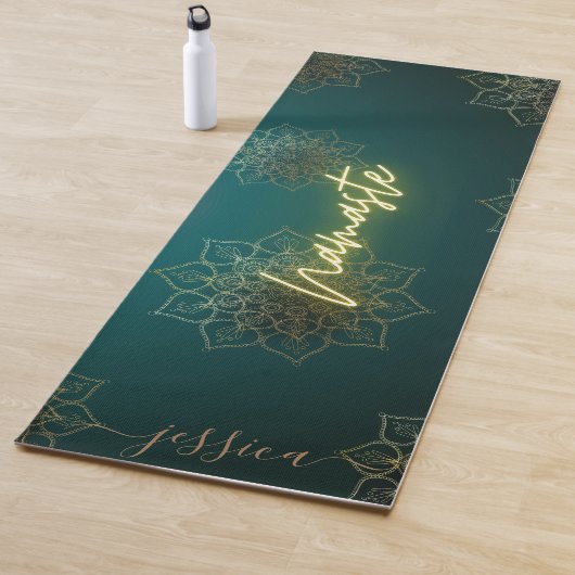 Beautiful Green Gold Namaste Mandala Individuelle  Yogamatte (Beispiel)