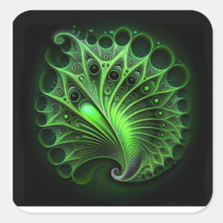 Beautiful Green Mandelbrot Quadratischer Aufkleber
