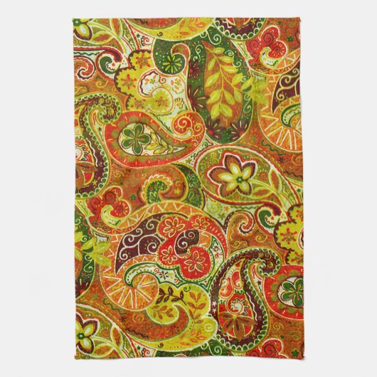 Beautiful Green Paisley Floral Pattern Handtuch (Vertikal)