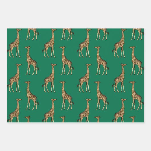 Beautiful Green und Tan Giraffe Geschenkpapier Set (Vorderseite)