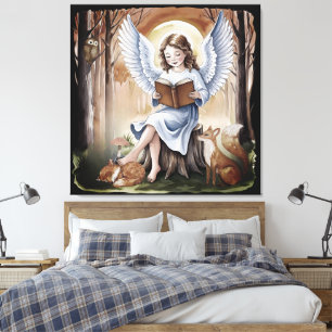 Beautiful Guardian Angel liest Gutzeitgeschichte Leinwanddruck