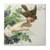 Beautiful hand with a bird and flowers fliese (Vorderseite)