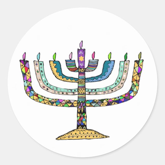 Beautiful Hanukkah Menorah Gefallen/Umschlag Stick Runder Aufkleber (Vorderseite)