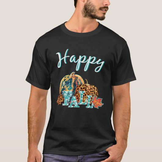Beautiful Happy Fall  Happy Fall Cheetah Pumpkin T-Shirt (Vorderseite)