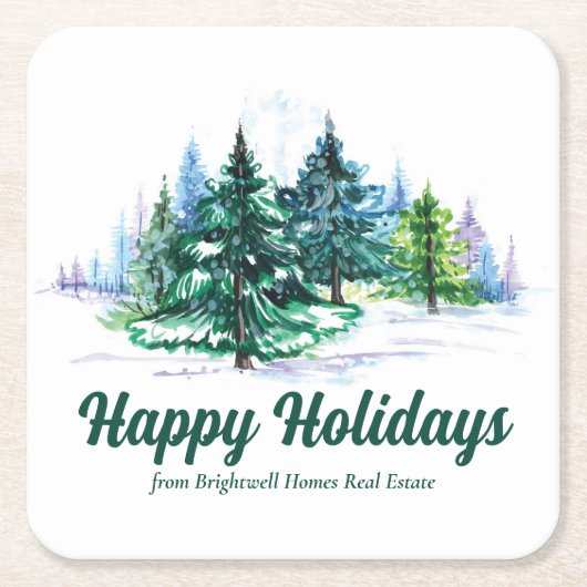 Beautiful Happy Holidays Custom Christmas Party Rechteckiger Pappuntersetzer (Vorderseite)